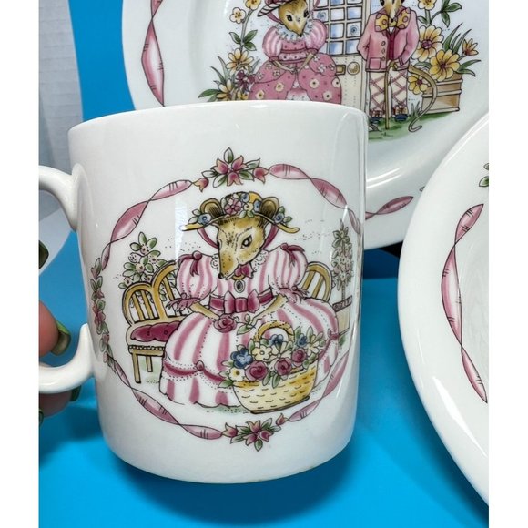 Hammersley Bone China Maisie Mouse 3 Piece Child's Set Cup Bowl Plate England - Picture 3 of 10